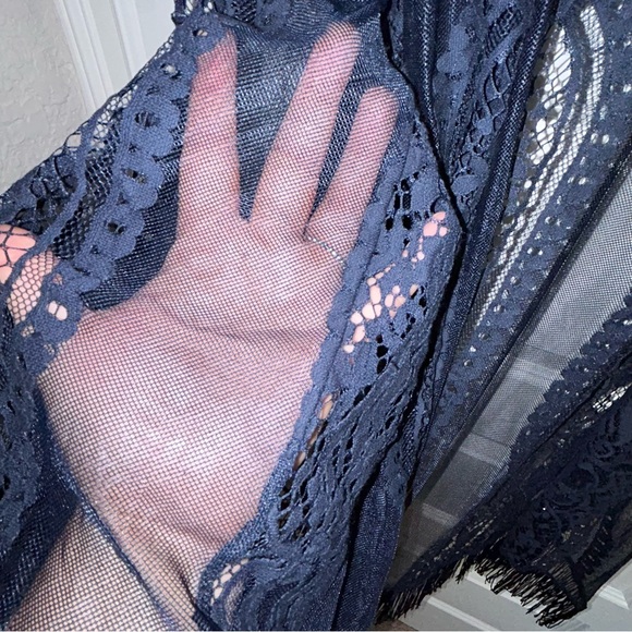 New, G.I.L.I Lace Fringe Open Front Duster - Picture 2 of 8